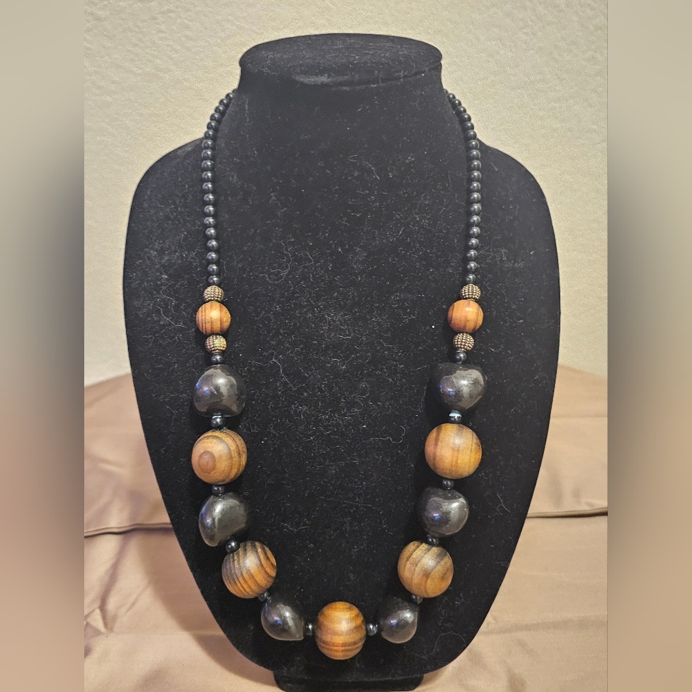 Wooden beaded necklace